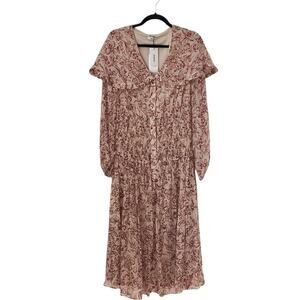 Jason Wu smocked silk large collar‎ dress NWT